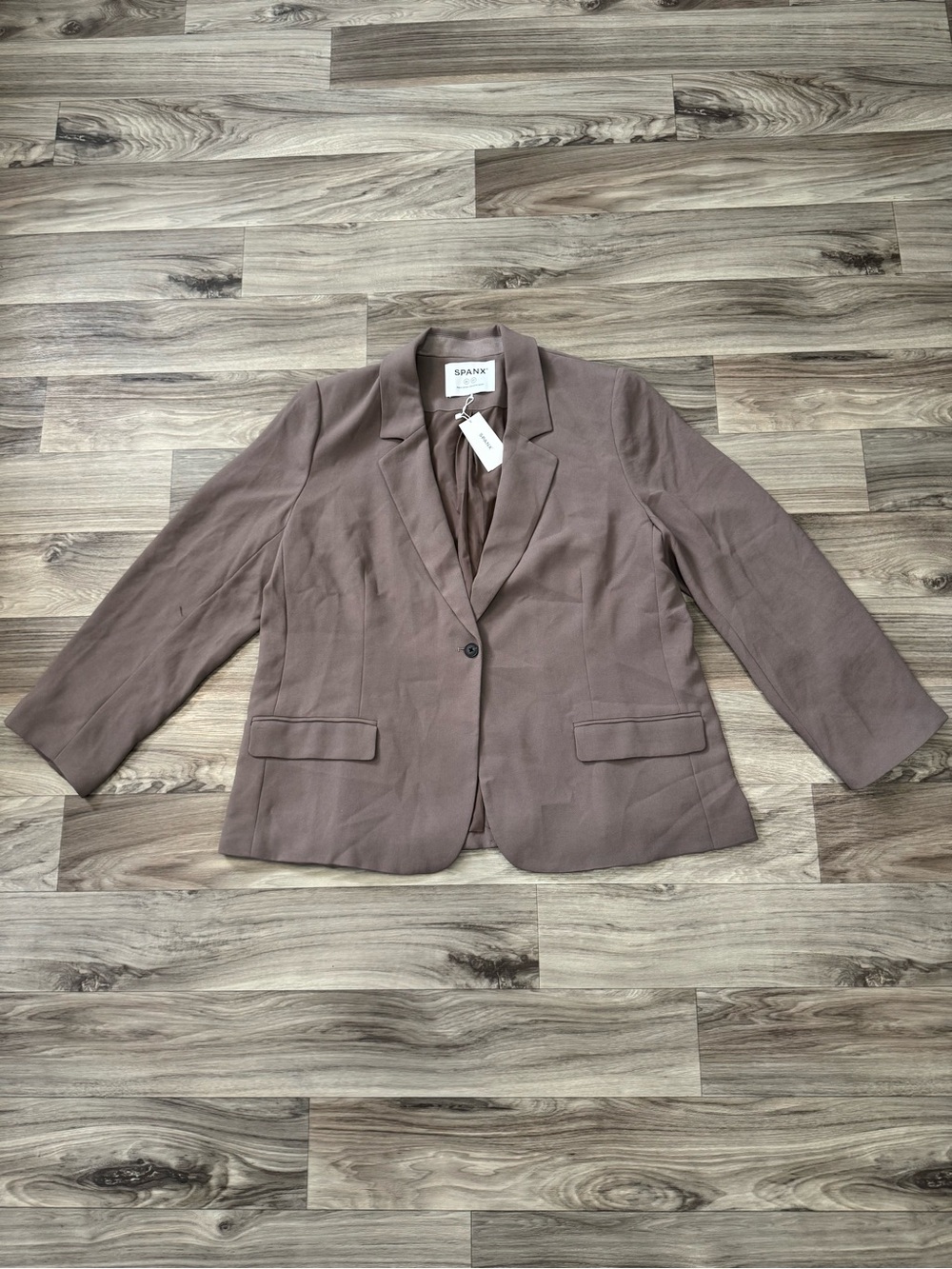 NWT Spanx Carefree Satin Back Crepe Blazer in Smoke Size 2X